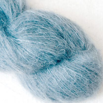 Horizon - Light sky blue brushed suri alpaca luxury yarn. Hand-dyed by Triskelion Yarn