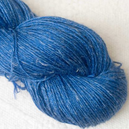Cornflower - Cornflower blue Baby Alpaca, silk and linen 4-ply yarn. Hand-dyed by Triskelion Yarn.