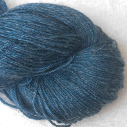 Offing - Mid-toned indigo blue Baby Alpaca, silk and linen 4-ply yarn. Hand-dyed by Triskelion Yarn.