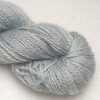 Pup - Pale silvery grey Baby Alpaca, silk and linen Mid-toned blue violet light DK yarn. Hand-dyed by Triskelion Yarn.