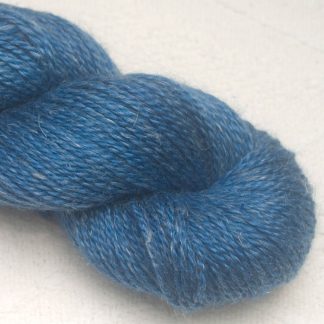 Summer - Deep sky blue Baby Alpaca, silk and linen Mid-toned blue violet light DK yarn. Hand-dyed by Triskelion Yarn.