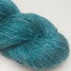 Upstream - Mid-tone turquoise green Baby Alpaca, silk and linen Mid-toned blue violet light DK yarn. Hand-dyed by Triskelion Yarn.